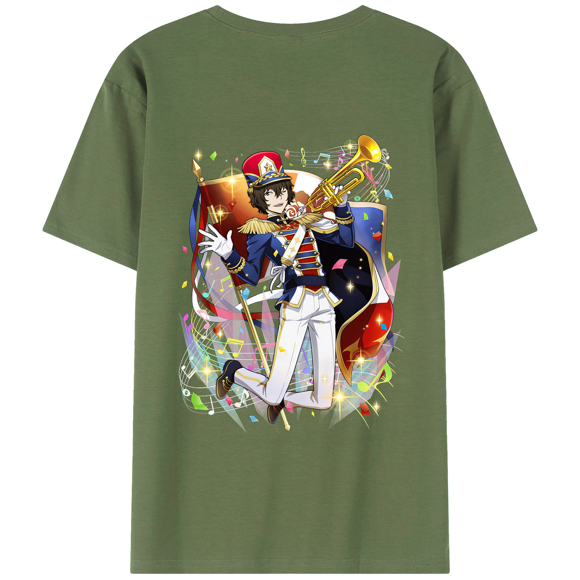 （画像用） 文豪ストレイドッグス Bungo Stray Dogs 綿100％ メンズ半袖Tシャツ（バックプリント） 通気性